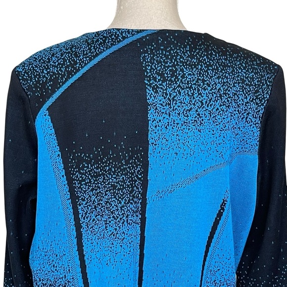 Ming Wang Abstract Acrylic Cardigan Sweater Jacket Women’s Size L Blue Black - Picture 5 of 9